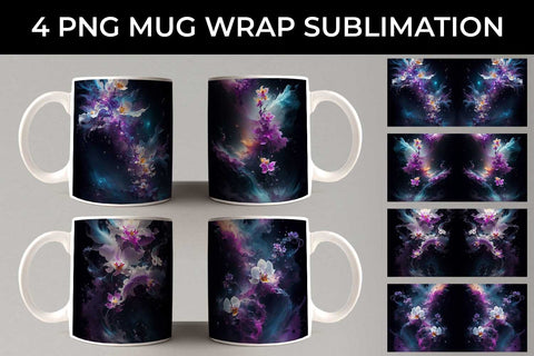 Galaxy Orchid Flowers Mug Sublimation PNG Bundle Sublimation Sintegra 