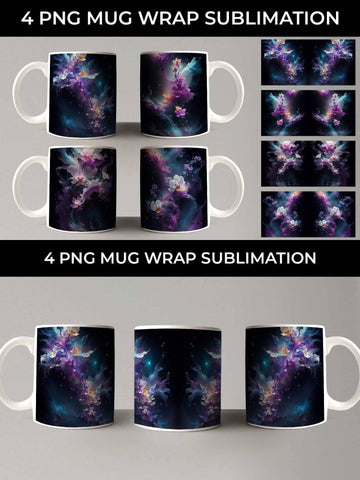 Galaxy Orchid Flowers Mug Sublimation PNG Bundle Sublimation Sintegra 