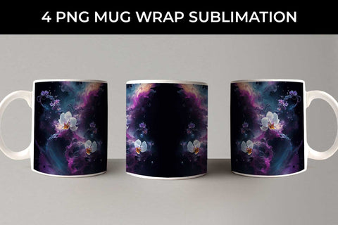 Galaxy Orchid Flowers Mug Sublimation PNG Bundle Sublimation Sintegra 