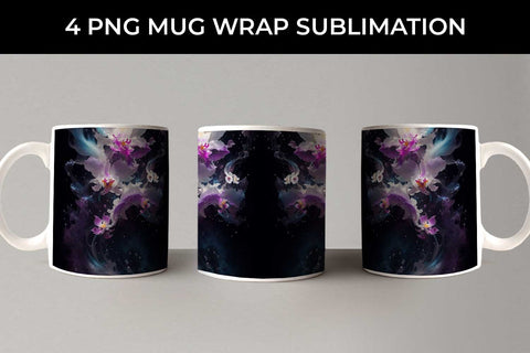 Galaxy Orchid Flowers Mug Sublimation PNG Bundle Sublimation Sintegra 