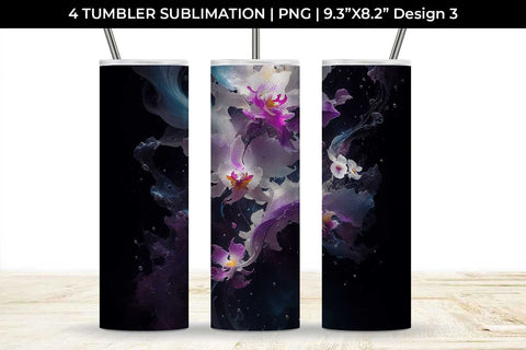 Galaxy Orchid Flowers Tumbler Wrap 20 oz Sublimation PNG Bundle Free For Commercial Use Sublimation Sintegra 