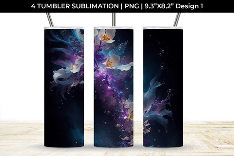 Galaxy Orchid Flowers Tumbler Wrap 20 oz Sublimation PNG Bundle Free For Commercial Use Sublimation Sintegra 