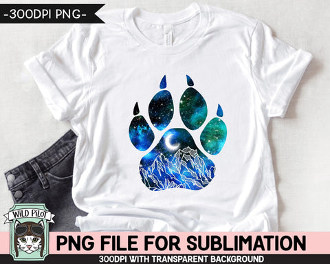 Galaxy PNG SUBLIMATION design, Dog Paw PNG, Dog Paw Silhouette png, Space png, Watercolor png, Dog Paw Clipart, Adventure png, Mountain png Sublimation Wild Pilot 