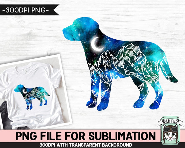 Galaxy PNG SUBLIMATION design, Dog PNG, Puppy png, Labrador png, Dog Silhouette png, Space png, Watercolor png, Adventure, Mountain Scene Sublimation Wild Pilot 