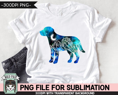 Galaxy PNG SUBLIMATION design, Dog PNG, Puppy png, Labrador png, Dog Silhouette png, Space png, Watercolor png, Adventure, Mountain Scene Sublimation Wild Pilot 