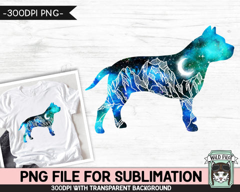 Galaxy PNG SUBLIMATION design, Dog PNG, Puppy png, Pitbull png, Dog Silhouette png, Space png, Watercolor png, Adventure png, Mountain Scene png Sublimation Wild Pilot 
