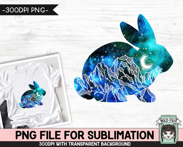 Galaxy PNG SUBLIMATION Design, Easter Bunny PNG, Bunny Clipart, Rabbit png, Bunny Silhouette png, Rabbit Sublimation, Space png, Watercolor png, Mountain Scene png Sublimation Wild Pilot 