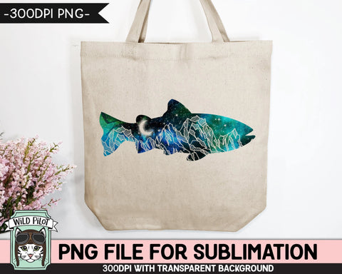 Galaxy PNG SUBLIMATION design, Fish PNG, Watercolor png, Space png, Fish Clipart, Adventure png, Fish Silhouette png, Mountain Scene png Sublimation Wild Pilot 