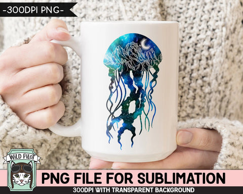 Galaxy PNG SUBLIMATION design, Jellyfish PNG, Watercolor png, Space png, Jellyfish Clipart, Adventure png, Jellyfish Silhouette, Mountain Scene png Sublimation Wild Pilot 
