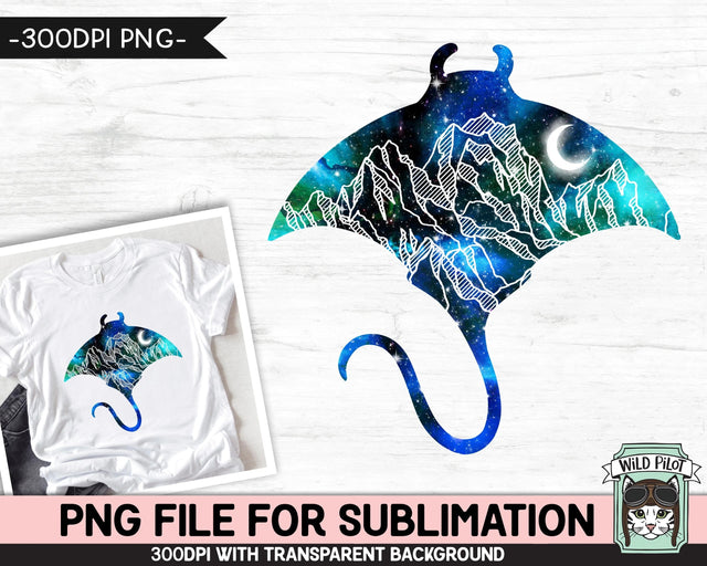 Galaxy PNG SUBLIMATION design, Manta PNG, Watercolor png, Space png, Manta Clipart, Adventure png, Manta Silhouette png, Mountain Scene png Sublimation Wild Pilot 