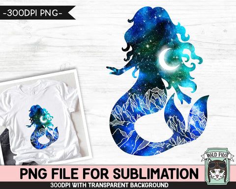 Galaxy PNG SUBLIMATION design, Mermaid PNG, Watercolor png, Space png, Mermaid Clipart, Adventure png, Mermaid Silhouette png, Mountain png Sublimation Wild Pilot 
