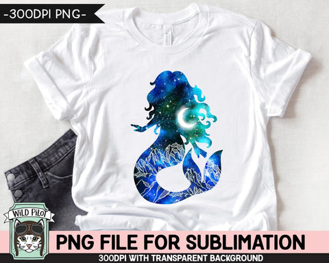 Galaxy PNG SUBLIMATION design, Mermaid PNG, Watercolor png, Space png, Mermaid Clipart, Adventure png, Mermaid Silhouette png, Mountain png Sublimation Wild Pilot 