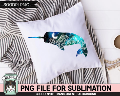 Galaxy PNG SUBLIMATION design, Narwhal PNG, Watercolor png, Space png, Narwhal Clipart, Adventure png, Narwhal Silhouette png, Mountain Scene png Sublimation Wild Pilot 
