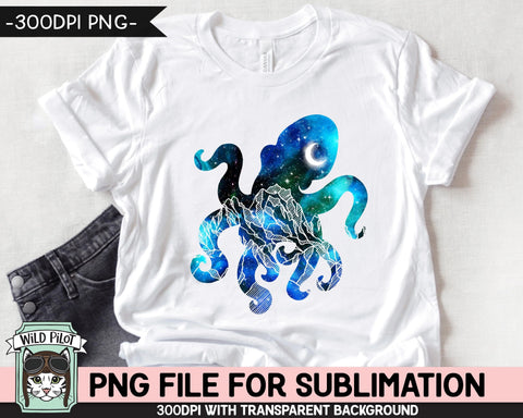 Galaxy PNG SUBLIMATION design, Octopus PNG, Watercolor png, Space png, Octopus Clipart, Adventure png, Octopus Silhouette png, Mountain png Sublimation Wild Pilot 