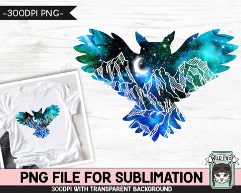 Galaxy PNG SUBLIMATION Design, Owl PNG, Bird png, Owl Silhouette png, Owl Clipart, Space png, Watercolor png, Adventure png, Mountain png Sublimation Wild Pilot 