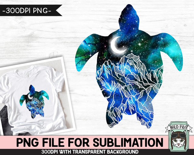 Galaxy PNG SUBLIMATION design, Turtle PNG, Watercolor png, Space png, Turtle Clipart, Adventure png, Turtle Silhouette png, Mountains png Sublimation Wild Pilot 