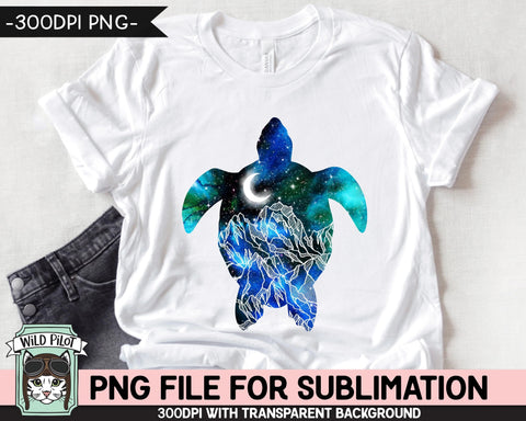 Galaxy PNG SUBLIMATION design, Turtle PNG, Watercolor png, Space png, Turtle Clipart, Adventure png, Turtle Silhouette png, Mountains png Sublimation Wild Pilot 