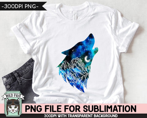 Galaxy PNG SUBLIMATION design, Wolves PNG, Wolf png, Wolf Clipart, Wolf Silhouette png, Wolves Sublimation, Watercolor png, Space png, Mountain png Sublimation Wild Pilot 
