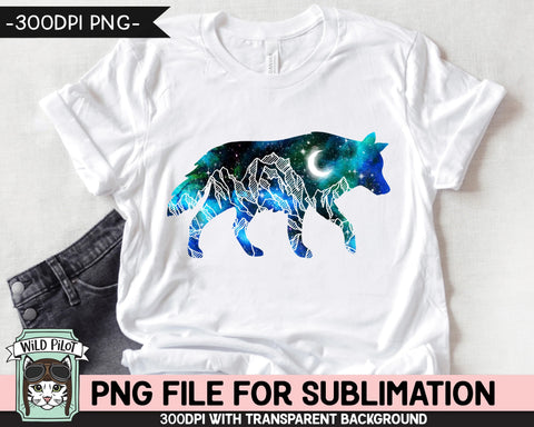 Galaxy PNG SUBLIMATION design, Wolves PNG, Wolf png, Wolf Clipart, Wolf Silhouette png, Wolves Sublimation, Watercolor png, Space png, Mountain png Sublimation Wild Pilot 