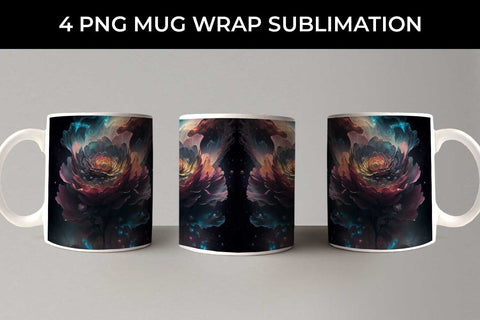 Galaxy Ranunculus Flowers Mug Sublimation PNG Bundle Free For Commercial Use Sublimation Sintegra 