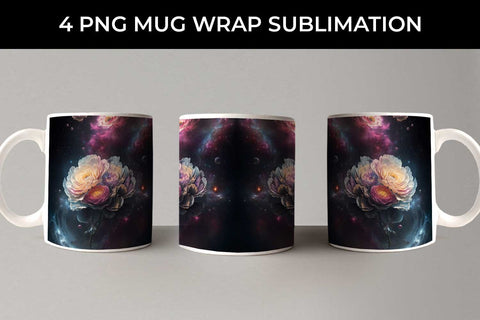 Galaxy Ranunculus Flowers Mug Sublimation PNG Bundle Free For Commercial Use Sublimation Sintegra 
