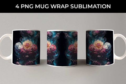 Galaxy Ranunculus Flowers Mug Sublimation PNG Bundle Free For Commercial Use Sublimation Sintegra 