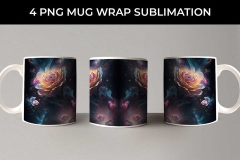 Galaxy Ranunculus Flowers Mug Sublimation PNG Bundle Free For Commercial Use Sublimation Sintegra 