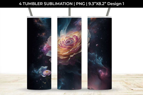 Galaxy Ranunculus Flowers Tumbler Wrap 20 oz Sublimation PNG Bundle Free For Commercial Use Sublimation Sintegra 