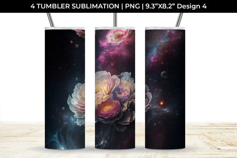 Galaxy Ranunculus Flowers Tumbler Wrap 20 oz Sublimation PNG Bundle Free For Commercial Use Sublimation Sintegra 