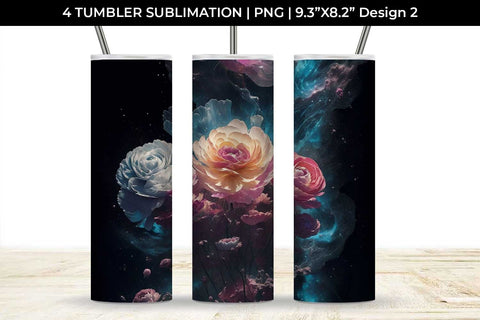 Galaxy Ranunculus Flowers Tumbler Wrap 20 oz Sublimation PNG Bundle Free For Commercial Use Sublimation Sintegra 