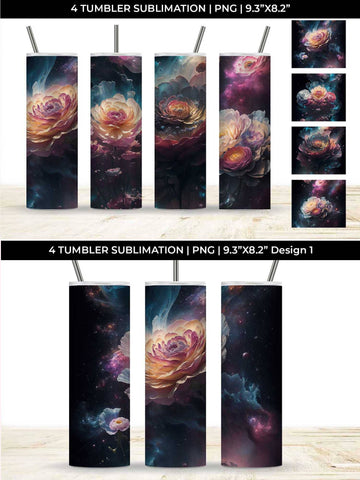 Galaxy Ranunculus Flowers Tumbler Wrap 20 oz Sublimation PNG Bundle Free For Commercial Use Sublimation Sintegra 