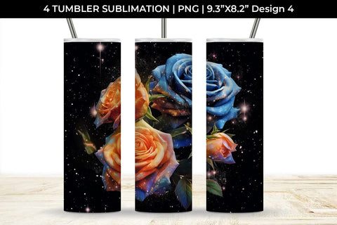 Galaxy Roses Flowers Tumbler Wrap 20 oz Sublimation PNG Bundle Free For Commercial Use Sublimation Sintegra 
