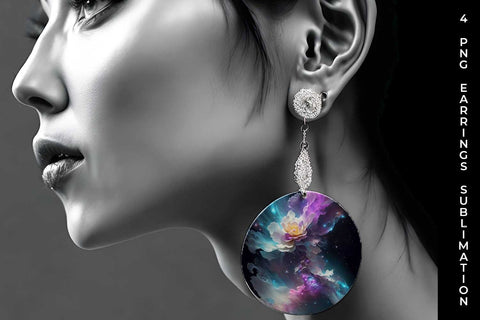 Galaxy Snapdragon Flowers Earrings Sublimation PNG Bundle Free For Commercial Use Sublimation Sintegra 