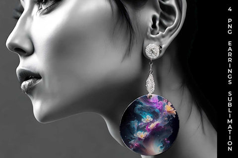 Galaxy Snapdragon Flowers Earrings Sublimation PNG Bundle Free For Commercial Use Sublimation Sintegra 