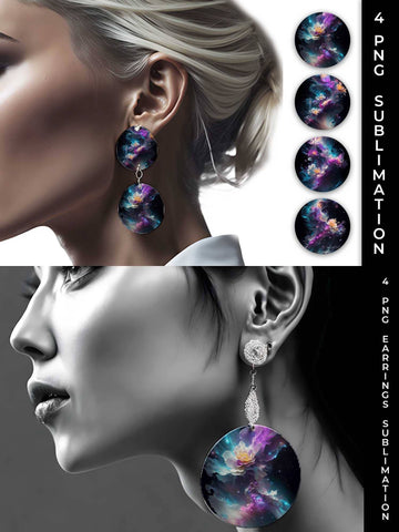 Galaxy Snapdragon Flowers Earrings Sublimation PNG Bundle Free For Commercial Use Sublimation Sintegra 