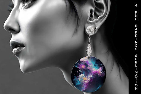 Galaxy Snapdragon Flowers Earrings Sublimation PNG Bundle Free For Commercial Use Sublimation Sintegra 