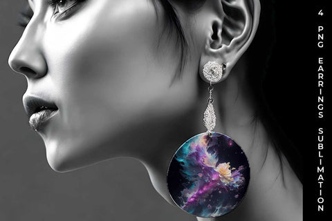 Galaxy Snapdragon Flowers Earrings Sublimation PNG Bundle Free For Commercial Use Sublimation Sintegra 