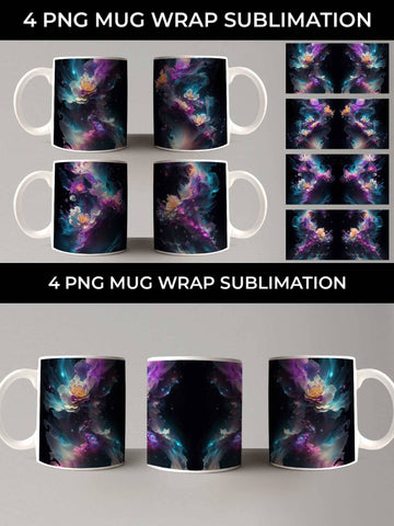 Galaxy Snapdragon Flowers Mug Sublimation PNG Bundle Free For Commercial Use Sublimation Sintegra 