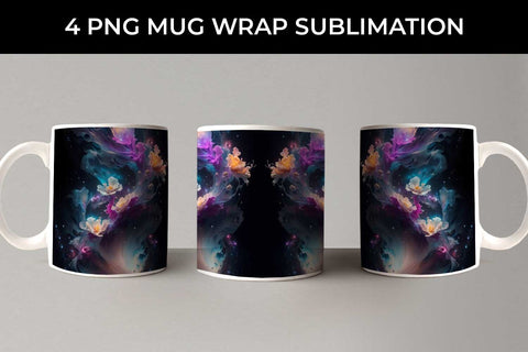 Galaxy Snapdragon Flowers Mug Sublimation PNG Bundle Free For Commercial Use Sublimation Sintegra 