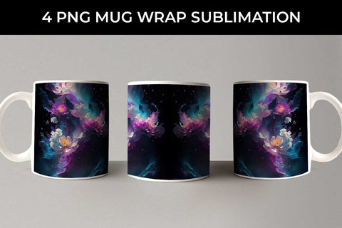 Galaxy Snapdragon Flowers Mug Sublimation PNG Bundle Free For Commercial Use Sublimation Sintegra 