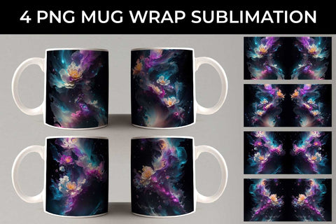 Galaxy Snapdragon Flowers Mug Sublimation PNG Bundle Free For Commercial Use Sublimation Sintegra 