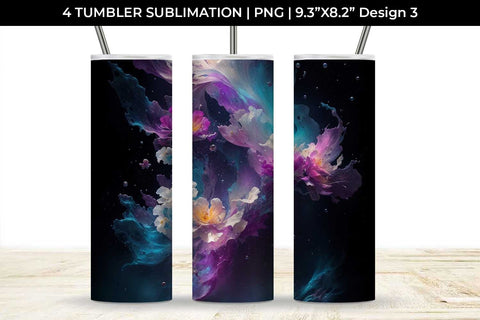 Galaxy Snapdragons Flowers Tumbler Wrap 20 oz Sublimation PNG Bundle Free For Commercial Use Sublimation Sintegra 