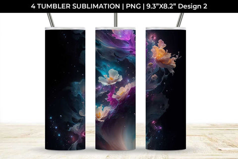 Galaxy Snapdragons Flowers Tumbler Wrap 20 oz Sublimation PNG Bundle Free For Commercial Use Sublimation Sintegra 