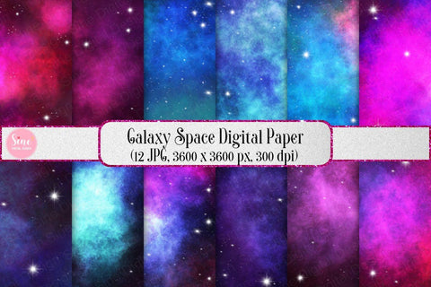 Galaxy Space Digital Papers Backgrounds Digital Pattern SineDigitalDesign 