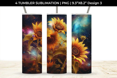 Galaxy Sunflowers Tumbler Wrap 20 oz Sublimation PNG Bundle Free For Commercial Use SVG Sintegra 