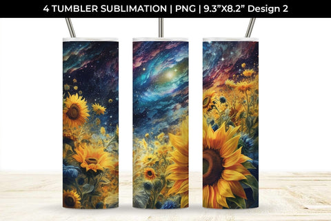 Galaxy Sunflowers Tumbler Wrap 20 oz Sublimation PNG Bundle Free For Commercial Use SVG Sintegra 