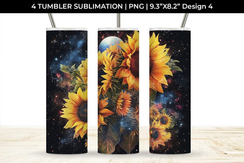 Galaxy Sunflowers Tumbler Wrap 20 oz Sublimation PNG Bundle Free For Commercial Use SVG Sintegra 