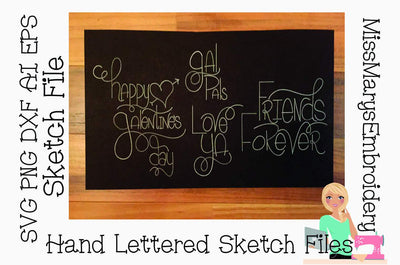Galentine's Day Sketch File Set | Foil Quill | Drawing File Sketch DESIGN MissMarysEmbroidery 