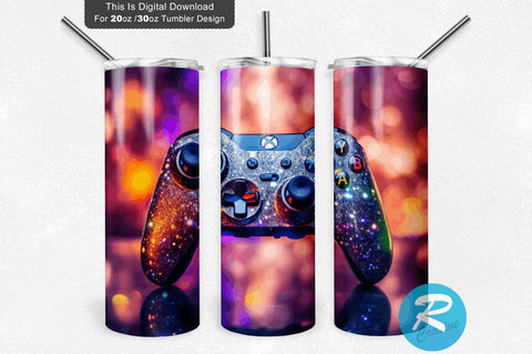 Game Controller Glitter 20 oz / 30 oz Skinny Tumbler Sublimation Regulrcrative 