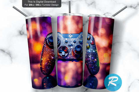 Game Controller Glitter 20 oz / 30 oz Skinny Tumbler Sublimation Regulrcrative 